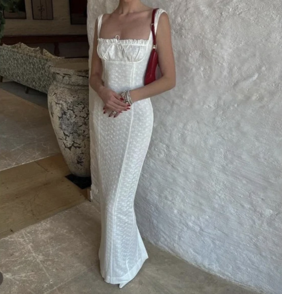 White Eyelet Maxi Dresses